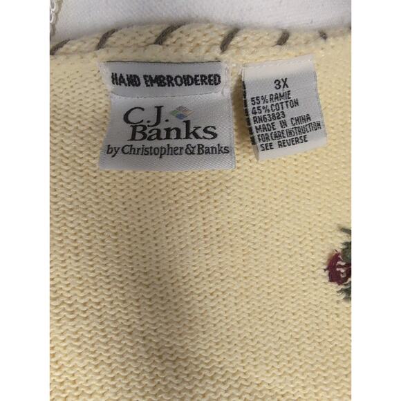 CJ Banks Vintage Aztec southwestern embroidered yellow sweater 3X - Picture 6 of 9